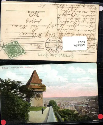 66824,Graz Uhrturm mit Rathaus