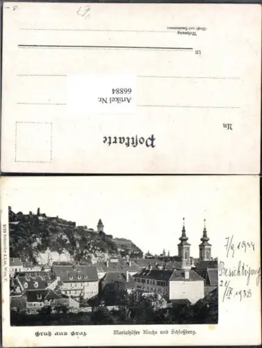 66884,Graz Mariahilfer Kirche und Schloßberg pub Schneider e Lux