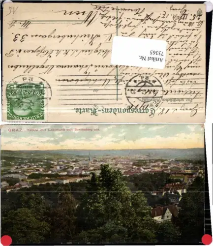 73365,Graz Leonhard vom Schlossberg aus 1910