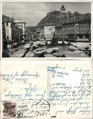 73512,Graz Hauptplatz Schlossberg Uhrturm