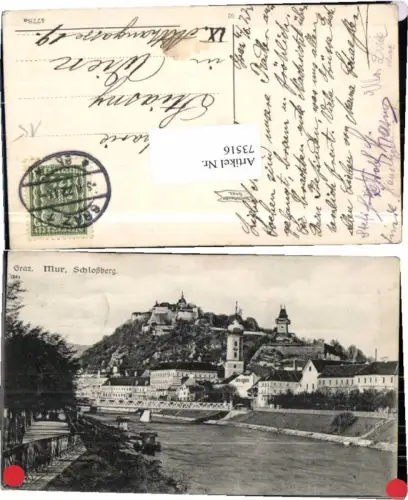 73516,Graz Murpartie m. Schlossberg vom Kai aus