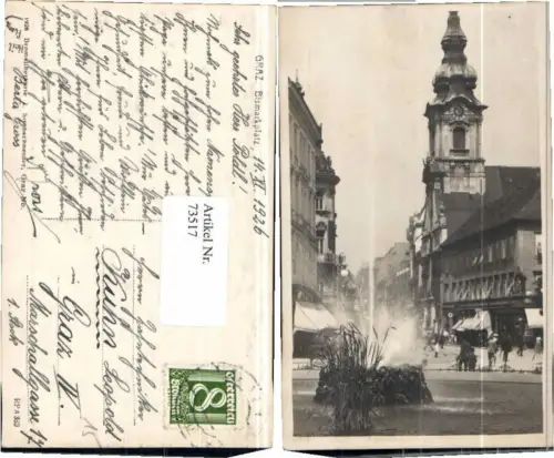 73517,Fotokarte Graz Bismarkplatz 1925