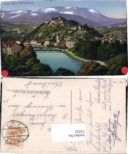 73532,Graz Mur Schlossberg Schöne COLOR 1928