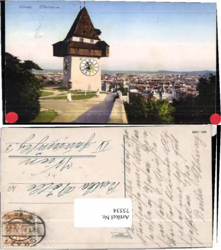 73534,Graz Uhrturm Partie am Schlossberg 1928