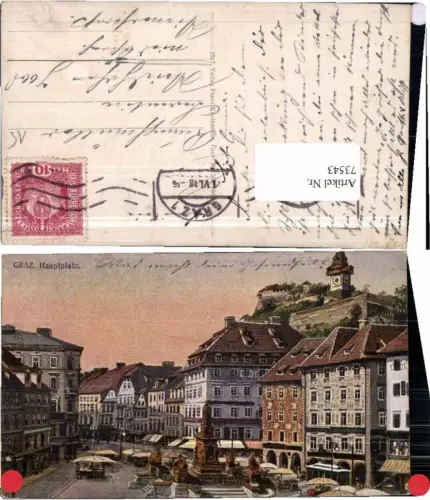 73543,Graz Hauptplatz Stände Markt 1918