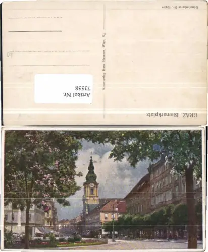 73558,Künstlerkarte Graz Strassenpartie Bismarkplatz