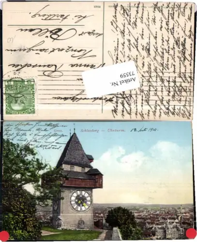 73559,Graz Schlossberg Uhrturm 1908