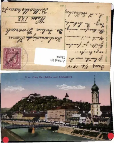 73584,Graz Franz Karl Brücke Schlossberg Kai 1918