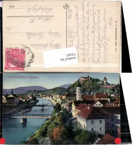 73587,Graz Partie 3 Brücken COLOR 1916