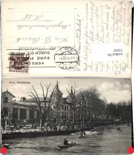 73592,Graz Partie am Hilmteich Boote Boot 1930