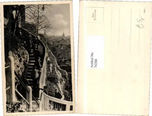 74288,Fotokarte Graz Schlossbergsteig Leute 1935