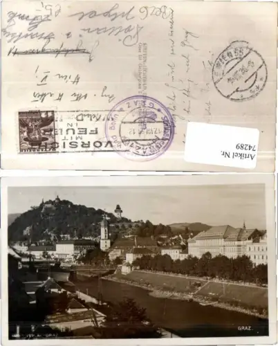74289,Graz Partie über die Mur 1930