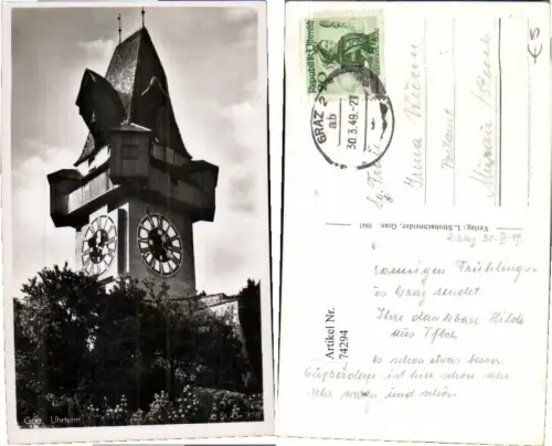 74294,Graz Uhrturm am Schlossberg 1941
