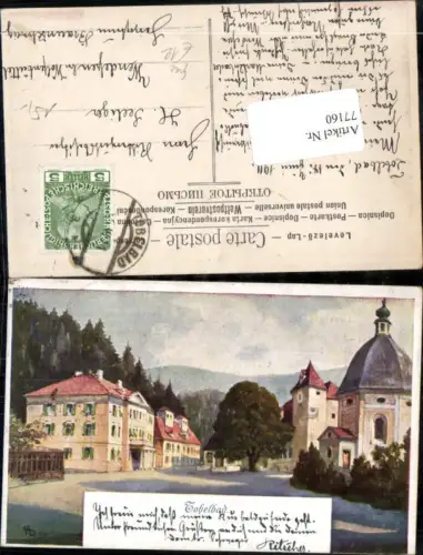 77160,Künstlerkarte Graz Tobelbad Ortsansicht