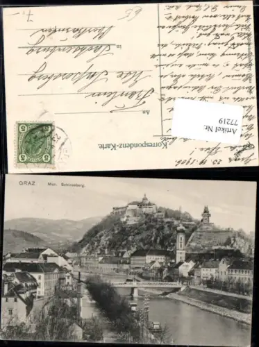77219,Graz Mur Schlossberg Ortsansicht