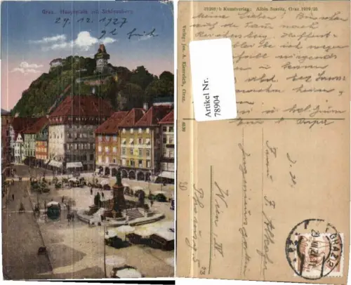 78904,Graz Hauptplatz m. Leute 1919
