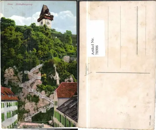 78906,Graz Uhrturm Schlossbergstiege 1930
