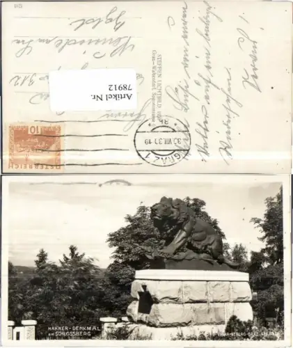 78912,Graz Hacker Denkmal am Schlossberg 1930