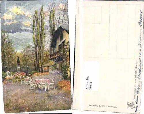 78934,Künstlerkarte Graz Schweizerhaus Schlossberg