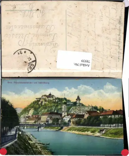 78939,Graz Ferdinandsbrücke Schlossberg 1914