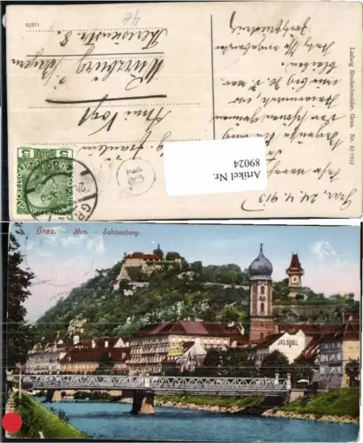 89024,Graz Mur Schlossberg Brücke 1912