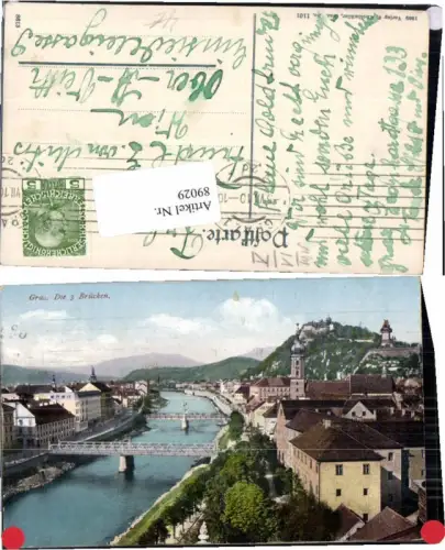 89029,Graz 3 Brücken m. Schlossberg 1909