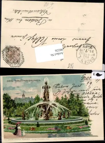90226,Künstlerkarte P. Scholz Graz Stadtbrunnen