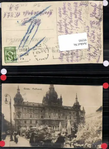 95593,Fotokarte Graz Rathaus Markt Leute 1900