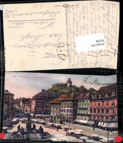 95594,Graz Hauptplatz Schlossberg Markt 1913
