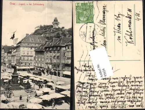 95624,Graz Lugeck Schlossberg Marktstände 1907