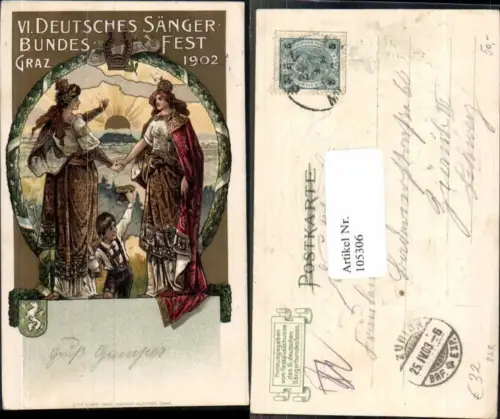 105306,Präge Litho Graz Deutsches Sängerbundfest 1902