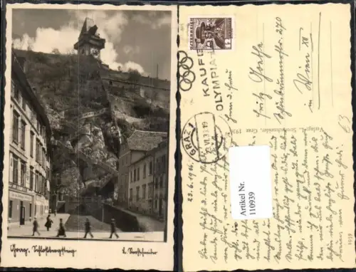 110939,Graz Schlossbergsteig Schlossberg Uhrturm FotoAK