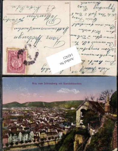 142421,Graz vom Schlossberg m. Starckehäuschen