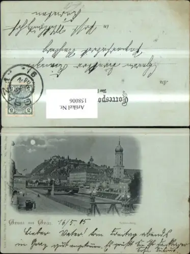 158006,Graz Schlossberg b. Mondschein Nacht 1905 pub Carl Otto Hayd 8066