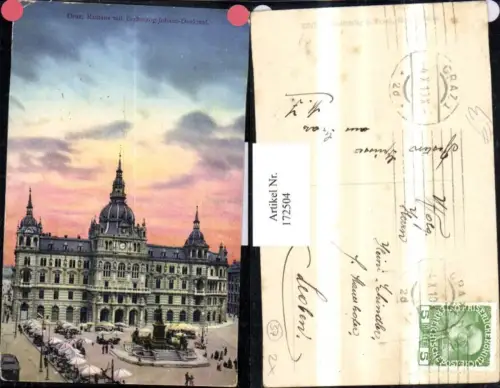 172504,Graz Rathaus m. Erzherzog Johann Denkmal