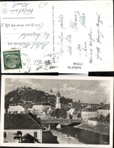 172546,Graz Schlossberg Mur Fluss Brücke Ortsansicht