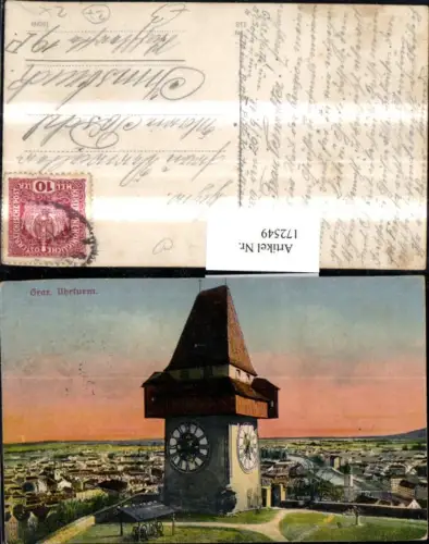 172549,Graz Uhrturm Blick auf die Stadt