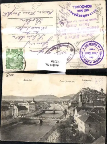 172550,Graz Lend Kai Franz Josefs Kai Schlossberg Mur Fluss Brücke
