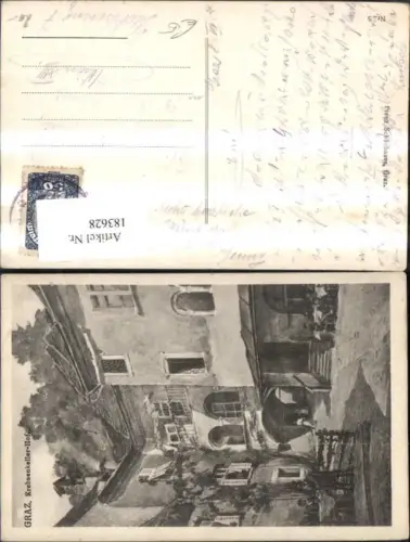 183628,Graz Krebsenkeller Hof Künstler Ak Bleistiftzeichnung Radierung