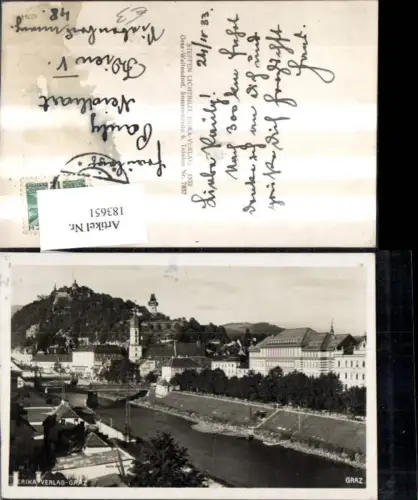183651,Graz Ansicht Mur Schlossberg