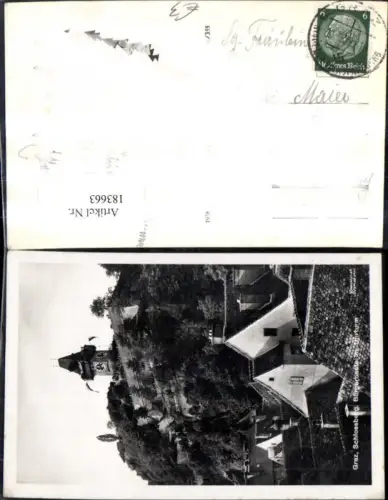 183663,Graz Schlossberg Bürgerbastei m. Uhrturm