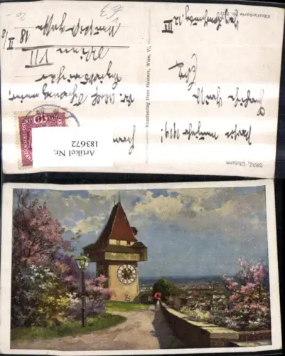 183672,Graz Uhrturm Künstler Ak pub Hans Hausner