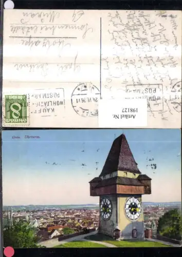 198127,Graz Uhrturm Stadtblick Totale