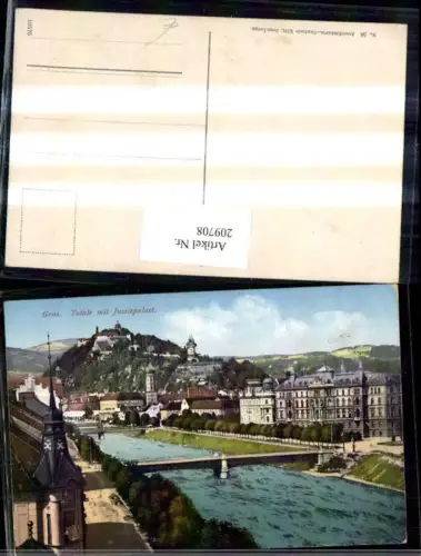209708,Graz Teilansicht m. Justizpalast Schlossberg Brücke pub Kölz 58