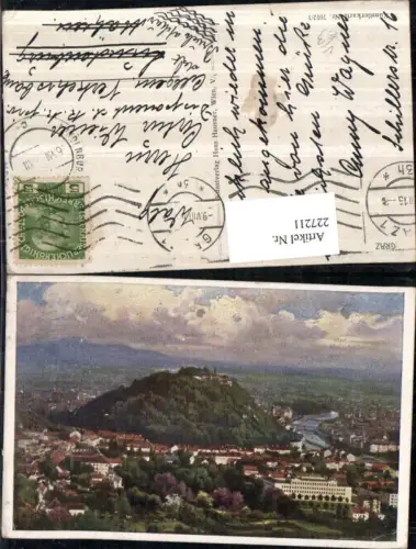 227211,Künstler AK Graz Totale pub Hans Hausner 7012/1