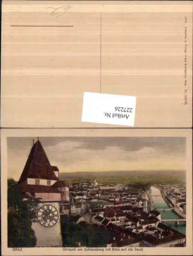227226,Graz Uhrturm am Schlossberg m. Blick auf d. Stadt Totale