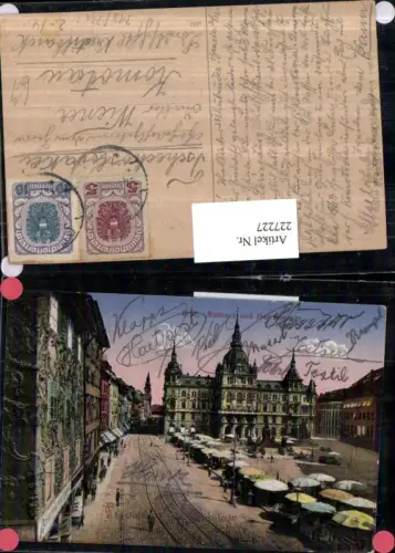 227227,Graz Rathaus u. Herrengasse Straßenansicht Markt