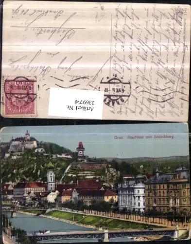 236974,Graz Stadtkai m. Schlossberg u. Uhrturm