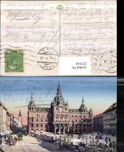 237144,Graz Hauptplatz Rathaus m. Herrengasse Markt Straßenansicht