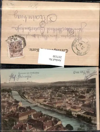 237150,Graz Totale Panorama v. Schlossberg pub Deutschs Postkartenverlag 779